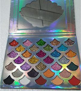 Orijinal Mermaid Glitter Göz Farı Paleti - Vegan Zulüm Ücretsiz (32 Renk) 21 Preslenmiş Pırıltılar, 6 Pırıltılı, 5 Mat Shades Yüksekliği Yüksek Pigmentli Su Geçirmez Uzun Ömürlü