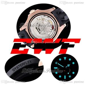 EWF YM 40mm 126655 A3235 Automatic Mens Watch Rose Gold Ceramics Bezel Black Dial 904L Steel Oysterflex Rubber Strap Super Edition Free Same Series Card Puretime