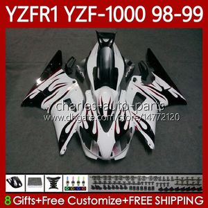 Motorrad-Karosserie für Yamaha YZF R 1 1000 CC YZF-R1 YZF-1000 98–01 Karosserie 82No.13 YZF R1 YZFR1 98 99 00 01 1000CC YZF1000 1998 1999 2000 2001 OEM-Verkleidungsset, rote Flammen schwarz