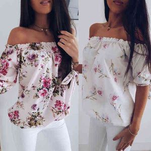 Meihuida Mulheres Off Shoulder Blusa Camisetas Senhoras Verão Praia Casual Solto Tops Tee Cópia Camisas 2020 Fashion H1230