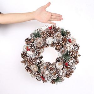 35cm Yapay Noel Çelenk Ön Kapı için Pinecone Şükran Günü Kapalı Açık Dekorasyon1