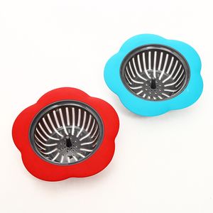 Hot Flower Shaped Silicone TPR Kitchen Strainer Bathroom Shower Drain Sink Drains Cover colander