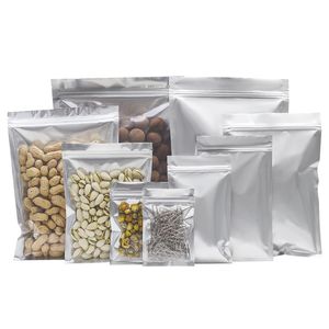 Clear and Pure Aluminum Foil Zip Lock Mylar Packaging Bag for Dry Food Fruit Transparent on Front Zipper Seal Geocery Nuts