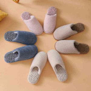 Warm Women's Winter Shoes Slippers Men Soft Teddy Plush Insole Home Cotton Slippers Non-slip Indoor Slide Comfortable Footwear Y1206