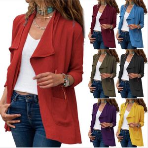 Yeni Kadın Takım Elbise Blazers Hırka Katı Rahat Trençkot Ceket Sonbahar Kış Rüzgarlık 7 Renkler Artı Boyutu # 111901