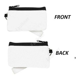 Sublimering Blank Kreditkortshållare Förvaringspåsar Värmeöverföring Skriv ut Neoprenväska med lanyard Wristlet Wallets handväskor DAF20