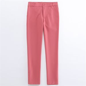 Pantaloni casual da ufficio da donna di alta qualità primavera e autunno pantaloni slim da donna in tinta unita rosa Suit Female 210527