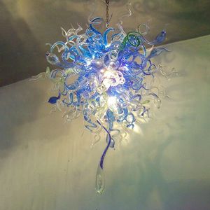 Modern Hand Blown Glass Pendant Lamps Blue Color LED Nordic Decorative Chain Hanging Art Chandelier Custom 28 by 40 Inches