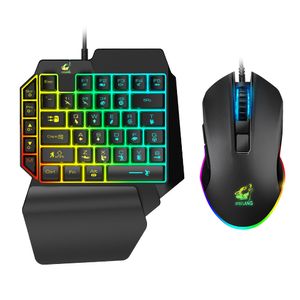 ZIYOULANG T1 Set combinato tastiera e mouse da gioco a membrana cablata con una sola mano Design ergonomico per PC Gamer PUBG