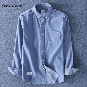 Schinteon Qualidade superior 100% algodão corduroy camisa mangas compridas fundo de moda slim s-4xl 210721