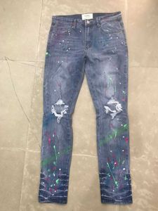 Men's Jeans Splash ink jet color gradient jeans zipper