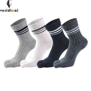 5 Paar Herren-Shorts mit fünf Fingern, reines, solides Business, gestreift, atmungsaktive Standard-Socken mit separaten Zehen