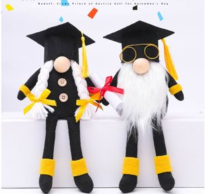 Svart Long Leg Hat Graduation Student Faceless Doll med Doctor Cap School Party Decoration Toy Ornament