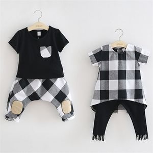 Abbigliamento per bambini per i vestiti della sorella del fratello Summer Baby Girl Casual Top + Shorts 2 pezzi Suit Boy Set 210528