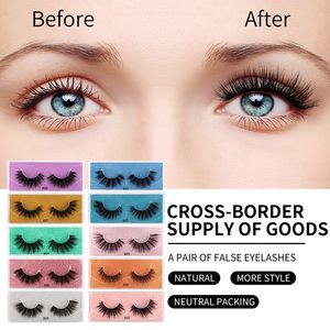 Grosso encaracolado crisscroscross 3d falso cílios macio vívido reutilizável feito artesanal desarrumado chicote de fake natural longo tira cheia lash fácil de usar 10 modelos maquiagem para os olhos