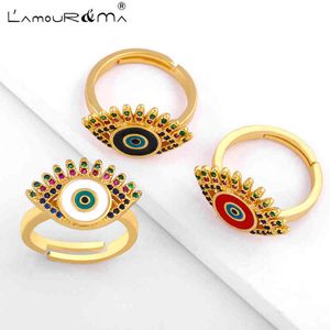 L'Amour&Ma 2021 Fashion Oil-Drop Copper Instagram Style Creative Demon's Eye Open Gold Ring For Women Jewerly Accessorize