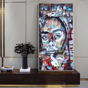 Abstract Graffiti Black Woman Face Canvas Painting Posters And Prints Watercolour Peoples Wall Art Picture For Home Room Decor