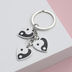 Wholesale car shaped gift resale online - New Heart Shaped Keychain Yin And Yang Key Ring Taiji Gossip Key Chains For Women Men DIY Car Hanging Punk Jewelry Handmade Gift