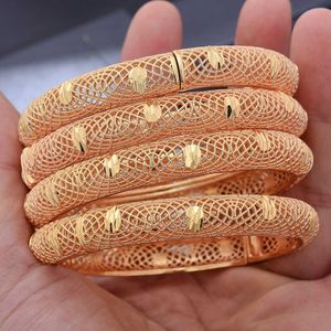 Dubai African Fashion Wedding Golden Bracelet Smycken Afrika Bangles For Women Flower Bangles Bijoux Femme Q0717