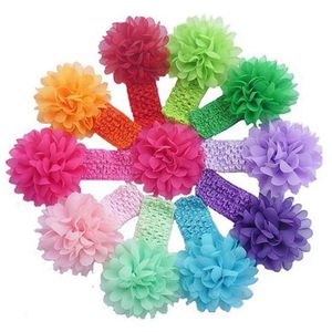 Baby Mädchen Stirnband Chiffon Blume Säuglingsstirnbänder Elastische Spitze Bögen Breite Turbane Haarband Floral Neugeborenen Kopfbedeckungen 17 Farben BT6591