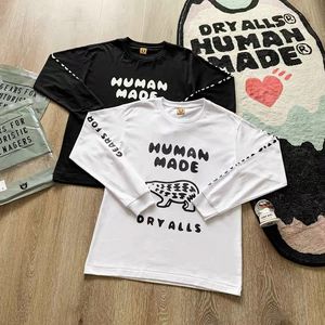 Casual Bordado Manga Longa T-Shirt Humano Feito Homens Mulheres 1: 1 Melhor Qualidade Adolescentes HumanMade