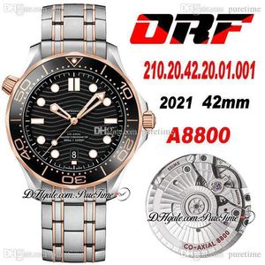 ORF 300M A8800 Automatyczne męskie Zegarek Dwa Tone Rose Gold Ceramics Wezel Czarna Fala Textured Dial Stainless Steel Bransoletka 210.20.42.20.01.001 Super Edition PureTime 02A1