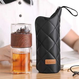 Herbata Herbata Butelka Podróży Travel Portable Double Wall Glass Willing Tumbler Filtry ze stali nierdzewnej Filtr 211122