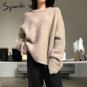 Sweater women Cashmere pullover knit winter clothes korean oversized sweater Batwing Sleeve Solid Casual fashion 210922