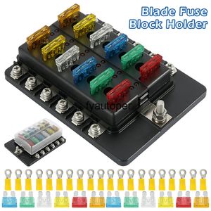 12 Ways Fuse Box Blade Block Holder Screw Nut Terminal W/Negative Bus Free s LED Indicator for Automotive