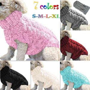 Warm Dog Cat Sweater Clothing Winter Turtleneck Knitted Pet Cat Puppy Clothes Costume For Small Dogs Cats Chihuahua Outfit Vest 211106