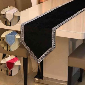 Chinese Table Runner Simple Color European Luxury Living Room Wedding Western Coffee cloth Decoration Runners 210708