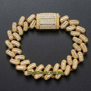 Eternity Hip Hop CZ Diamant Mixed Inlay 15mm Kubansk halsband European och American Mens Armband Hiphop Iced Out Mens Halsband Kubansk kedja