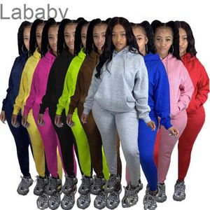 Women Tracksuits Two Pieces Set Designer Hoodie Sweater Pants Casual Long Sleeve Leggings Outfits Solid Color Ladies Loose Autumn Sportswear