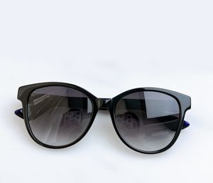Mode Cat Eye runda solglasögon Black Grey Shaded Solglasögon för kvinnor Fashion Shades med Box