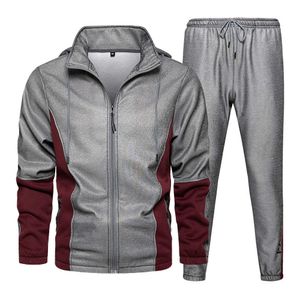 2021 Men's Hip Hop Tracksuit Mens Spring Clothing 2 Pieces Sets Man Streetwear Zipper Jacets And Harem Pants + Sweatshirt Suits Y0831