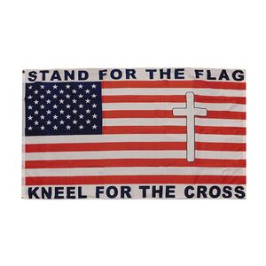 Stehen Sie für die Flagge. Knien Sie für das Kreuz. USA Premium-Qualität, strapazierfähiges, lichtbeständiges 100D-gewebtes Poly-Nylon, 3 x 5, 3'x5' Flaggenbanner