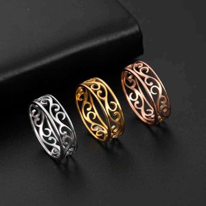 Minha forma Filigrana Filigrana Aço Inoxidável Anel Hollow Craft Rose Gold Wedding Hand Accessories Anniversary Gift G1125