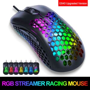 G540 USB Wired Gaming Macro RGB Backlit Light Gamer 6400 DPI Adjustable Mouse Programmable Hollow PUBG LOL FSP