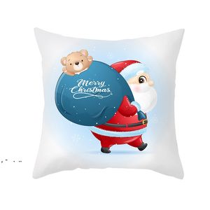 Cartoon Christmas Pillowcase Merry Christmas Decorations Cute Snowman Sofa Cushion Home Pillow Covers LLA10293