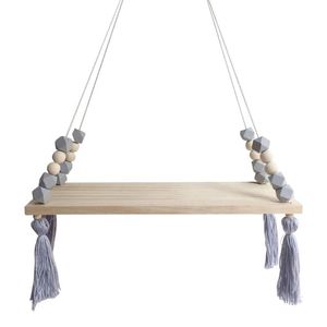 Wholesale hanging rope shelf for sale - Group buy Hooks Rails Nordic Style Wooden Bead Tassels Storage Rack Wall Rope Hanging Shelf For Decor Of Bedroom Living Room Kitchen