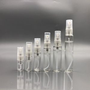 Partihandel lyxig återfyllningsbar rund klar liten 3 ml 5 ml 10 ml 15 ml glas atomiserflaska parfymsprayflaskor 2 ml för prover skickas med havet