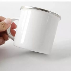 12 унций пустые сублимайтона эмалью кружка DIY легкий чистый старинный питьевой чашки для кемпинга пикник CG001