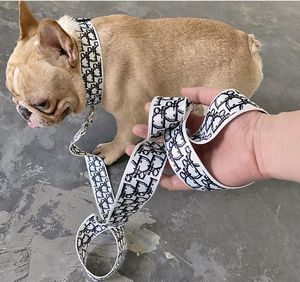Dog Harness Collars Leashes Adjustable Breathable Pet Vest Nylon Brand Designer Letter Outdoor Running Training Necklace Rope Tie Collar Supplies