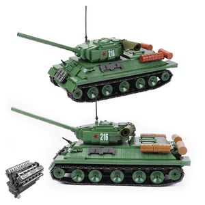 1113PCS Military T-34 Soviet Medium Tank Model Building Blocks WW2 IS-2M Heavy Tank Weapon Army Figures Bricks Toys For Children X0902