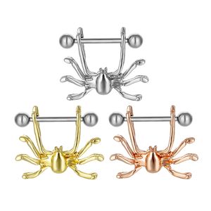 YYJFF D0661 (3 colori) Anello per capezzoli in stile ragno simpatico piercing 20 pezzi gioielli per il corpo con goccia in pietra trasparente