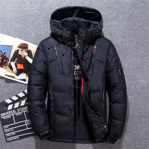 -20 grau de inverno homens branco pato branco para baixo jaqueta quente com capuz espesso espessura parkas casaco masculino casual térmico inverno parka homens m-4xl 211129