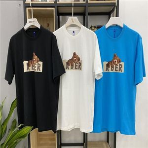メンズTシャツ韓国のファッションのロゴ記事ベアプリント男性と女性カップル半袖Tシャツの男性服のグラフィックTシャツ