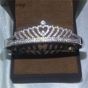 Choucong Sparkling Wedding Bangles Doce bonito bonito moda jóias 925 esterlina prata pavimentar branco 5a cz diamond zircon festa mulheres coroa bracelete presente