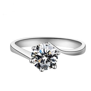 Anéis de casamento anel branco zircônia cúbica cor prata mulheres prometem tamanho 6 7 8 9 herr0048