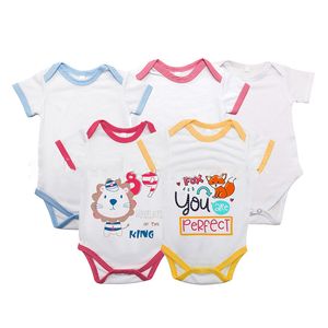 Sublimação Bebê Bodysuits Bebê Bodysuit Branco Manga Curta Bodysuits para Meninas Bebê Meninos 5 Cores Poliéster para DIY